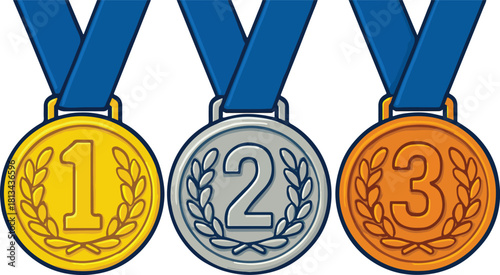 Gold Silver Bronze Medals Award Recognition for Winners
