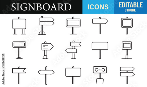 Minimalist signage vector pack showcasing various directional and informational signs