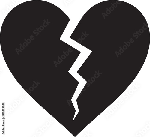 Broken Heart Silhouette Vector Design
