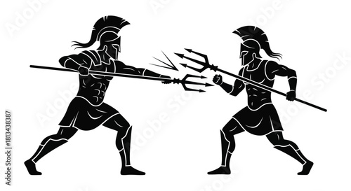 Ancient Greek Warriors Spartan vs Athenian Battle Silhouette