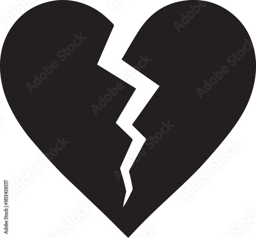 Broken Heart Silhouette Vector Design