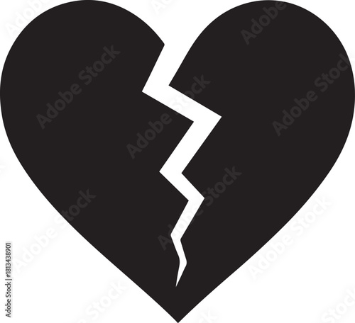 Broken Heart Silhouette Vector Design