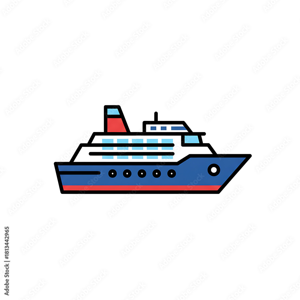 Obraz premium Minimalist Cruise Ship Vector Icon