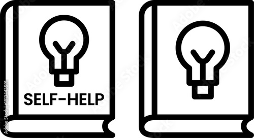 Self-Help Book Genre Icon Lightbulb Line Art