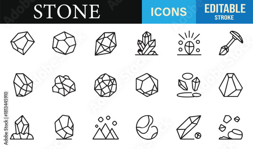 Clean line art gemstone illustrations ideal for geology, jewelry, and natural design themes