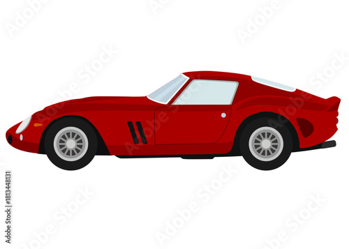 Classic Grand tourer coupe car, Red classic race car 