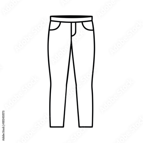 Simple Line Art Icon of a Pair of Trousers or Pants, Minimalist Clothing Illustration