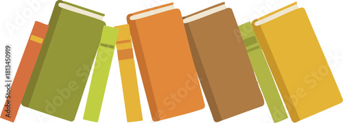 A colorful stack of four closed books in earthy tones, representing knowledge, education, and library themes—ideal for learning platforms, reading campaigns, and academic designs