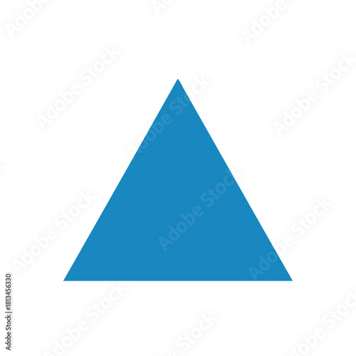 Simple blue equilateral triangle shape on a plain white background, representing direction or a basic geometric form.