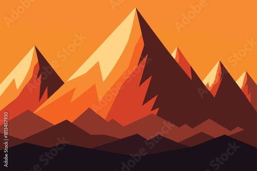 Abstract warm tone mountainous landscape vector art Vector