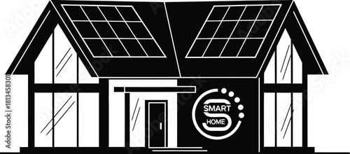 Modern house with solar panels sustainable home energy and eco friendly living