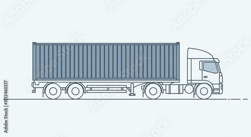 Illustration of a Semi-Truck with Shipping Container.