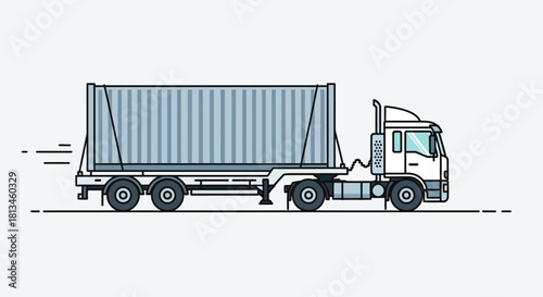 Illustration of a Semi-Truck Transporting a Large Container.