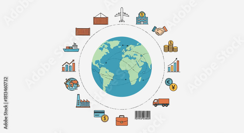 Global Trade and Logistics Network Around the World.