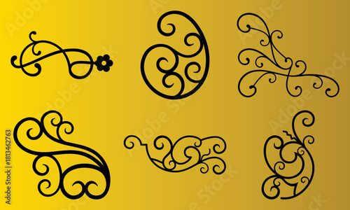 Ornate flourishes design elements decorative scrolls vintage victorian elegant swirls curves embellishments filigree patterns calligraphy artistic flourish antique retro classic art nouveau 1920s