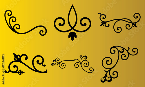 Flourish design element vintage decoration ornament floral swirl decorative elegant graphic art retro victorian scroll pattern border frame invitation card wedding classic