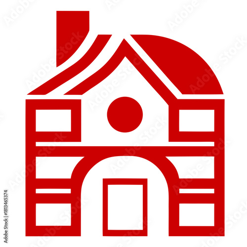 Silhouette Logo Of Hostel Building With Spoon