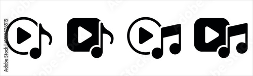 Enjoy music videos with these trendy play button and music note icons for digital media projects and artistic content creation today.