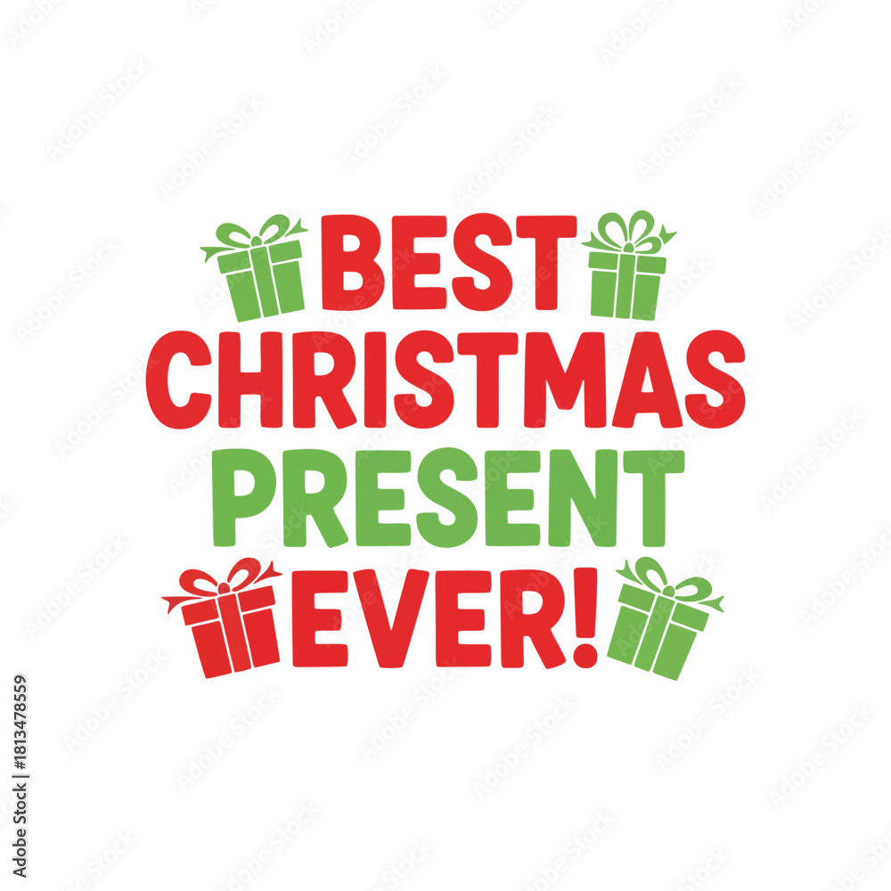 Fototapeta premium Festive Christmas gift saying with presents graphic