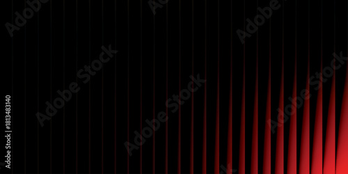 Neon ribbed fractal glass 3d background. Holographic vertical stripe pattern with vibrant purple blue yellow gradient. Abstract black bg, iridescent texture lines in radiant colors. 3D illustration