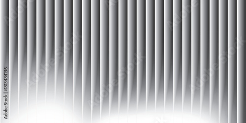 Neon ribbed fractal glass 3d background. Holographic vertical stripe pattern with vibrant purple blue yellow gradient. Abstract black bg, iridescent texture lines in radiant colors. 3D illustration