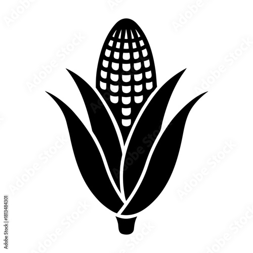 Maize Cob Outline Icon Simple Design.