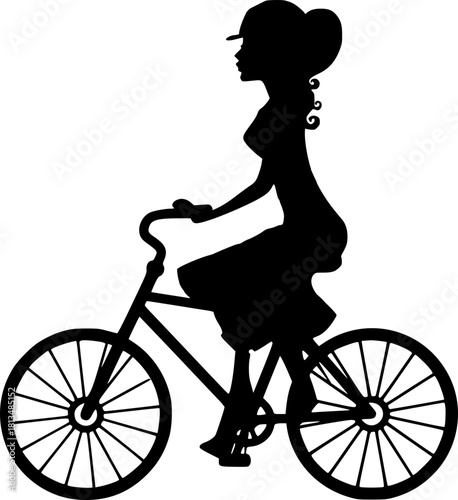 silhouette of a girl on a bicycle