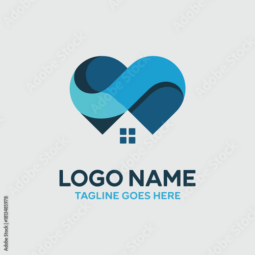 Modern Abstract Logo Design with Four Connecting Figures in a Star Shape