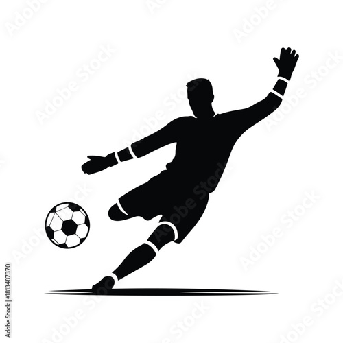 Soccer Penalty Kick vector silhouette outline logo design concept illustration