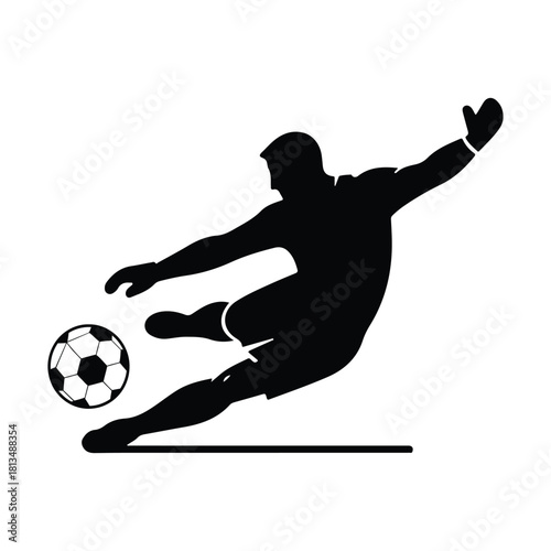 Soccer Penalty Kick vector silhouette outline logo design concept illustration