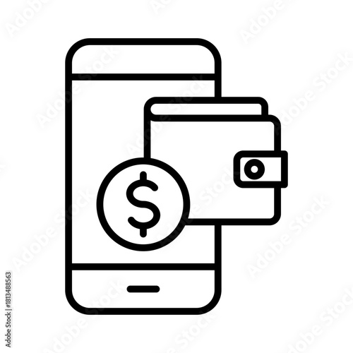 Mobile Wallet Outline Icon