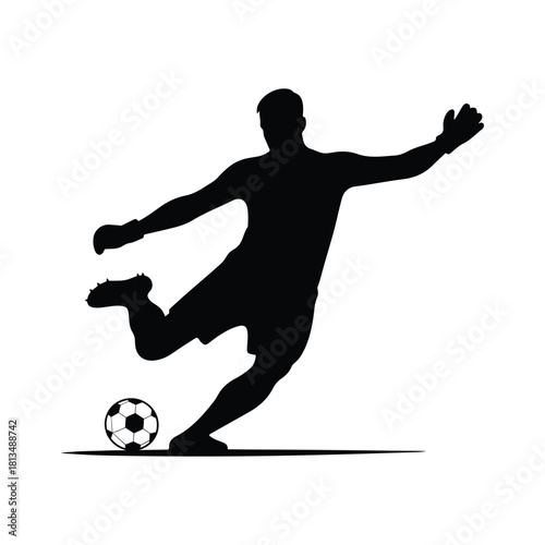 Soccer Penalty Kick vector silhouette outline logo design concept illustration