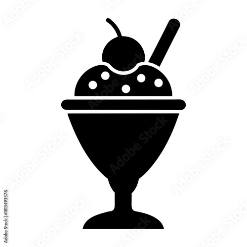Dessert Sundae Icon Simple Vector Illustration.