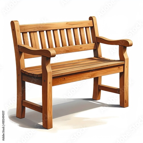 Wooden bench sits outdoors with arms, offering a place to relax in a public park setting