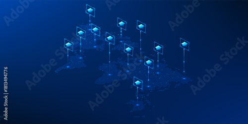 Education Technology Background, World Map with Graduation Cap, E-Learning Concept, Online Learning, Digital Education, Distance Learning, Futuristic Education, EdTech Innovation