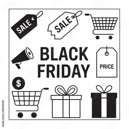 Black Friday icon sets with Black Friday elements.