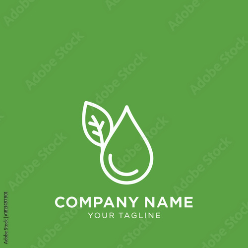 Minimalist Leaf and Water Drop Logo Design for Eco-Friendly Brand.