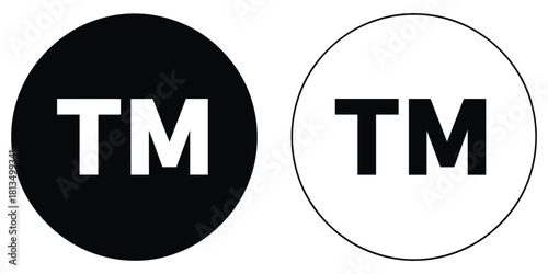 Trademark TM symbol in black circle and white circle on white background logo brand