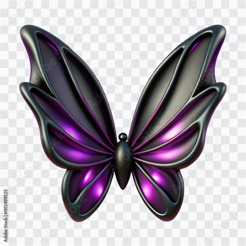 3D Dark Elixir Butterfly Icon | Enchanted Winged Creature Infused with Magical Elixir Energy