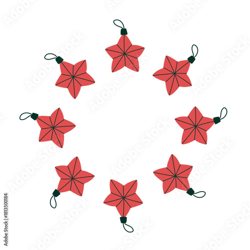 Christmas New Year wreaths boarder round frames of star toys 2