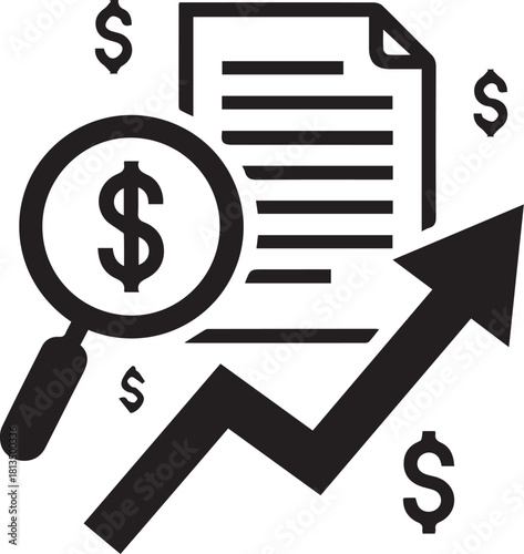 Financial Analysis: Magnifying the upward trajectory of finance, this image encapsulates the essence of financial analysis, business growth, and economic prosperity.