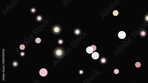 An abstract arrangement of floating circles with soft glows, creating a serene and dreamy atmosphere against a dark, contrasting backdrop