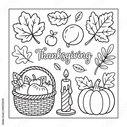 Thanksgiving icon sets with Thanksgiving elements.