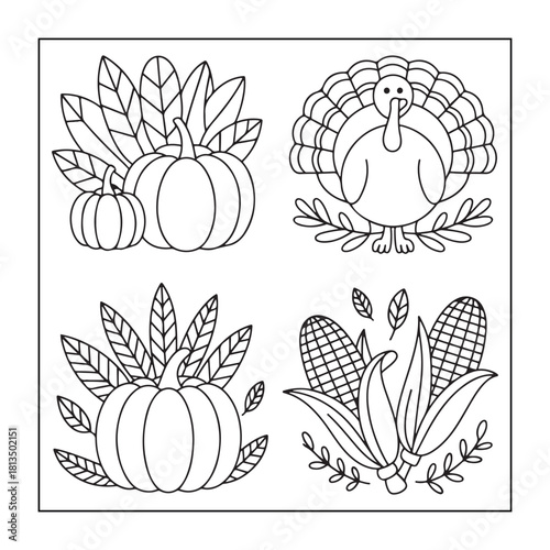 Thanksgiving icon sets with Thanksgiving elements.