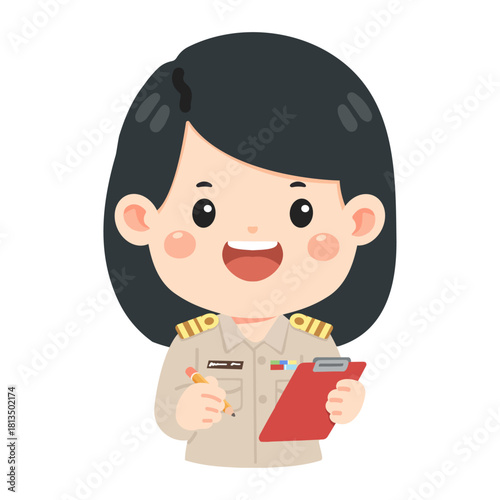 Cartoon Illustration of Thai Government Official