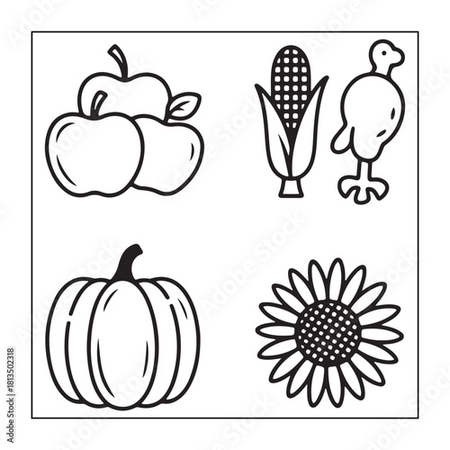 Thanksgiving icon sets with Thanksgiving elements.