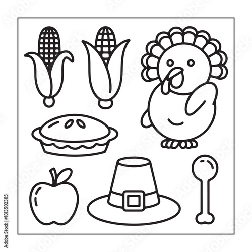 Thanksgiving icon sets with Thanksgiving elements.