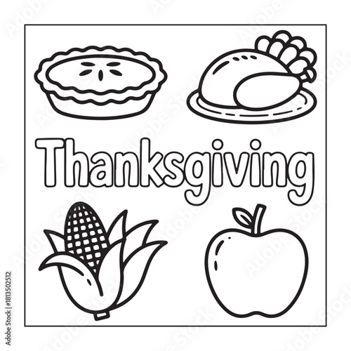 Thanksgiving icon sets with Thanksgiving elements.