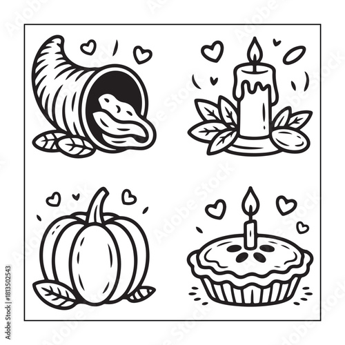 Thanksgiving icon sets with Thanksgiving elements.