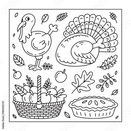 Thanksgiving icon sets with Thanksgiving elements.
